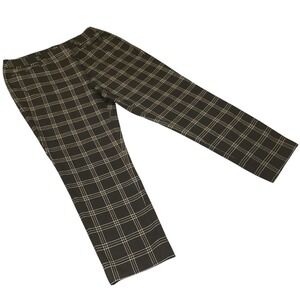 White House Black Market The Slim Ankle Size 12 Black White Plaid Pants Mid Rise